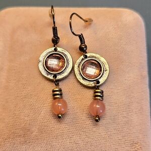 Copper and Coral Boho Dangle Earrings